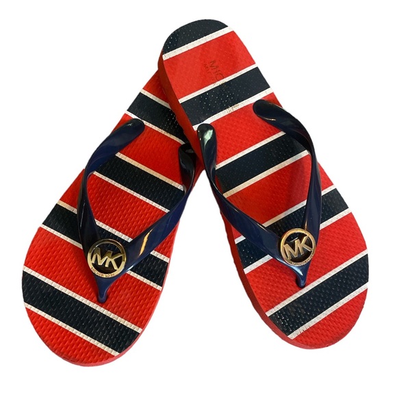 {Michael Kors} Patriotic Thong Flip Flop Sandals Red White Blue Gold Women’s 7 - Picture 11 of 11